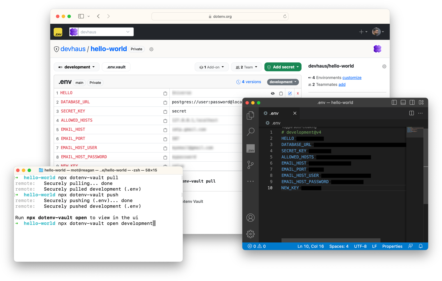 dotenv-vault product screenshot
